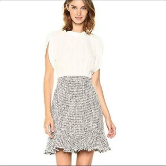 Rebecca Taylor Silk and Tweed Sleeveless Dress - Picture 4 of 6